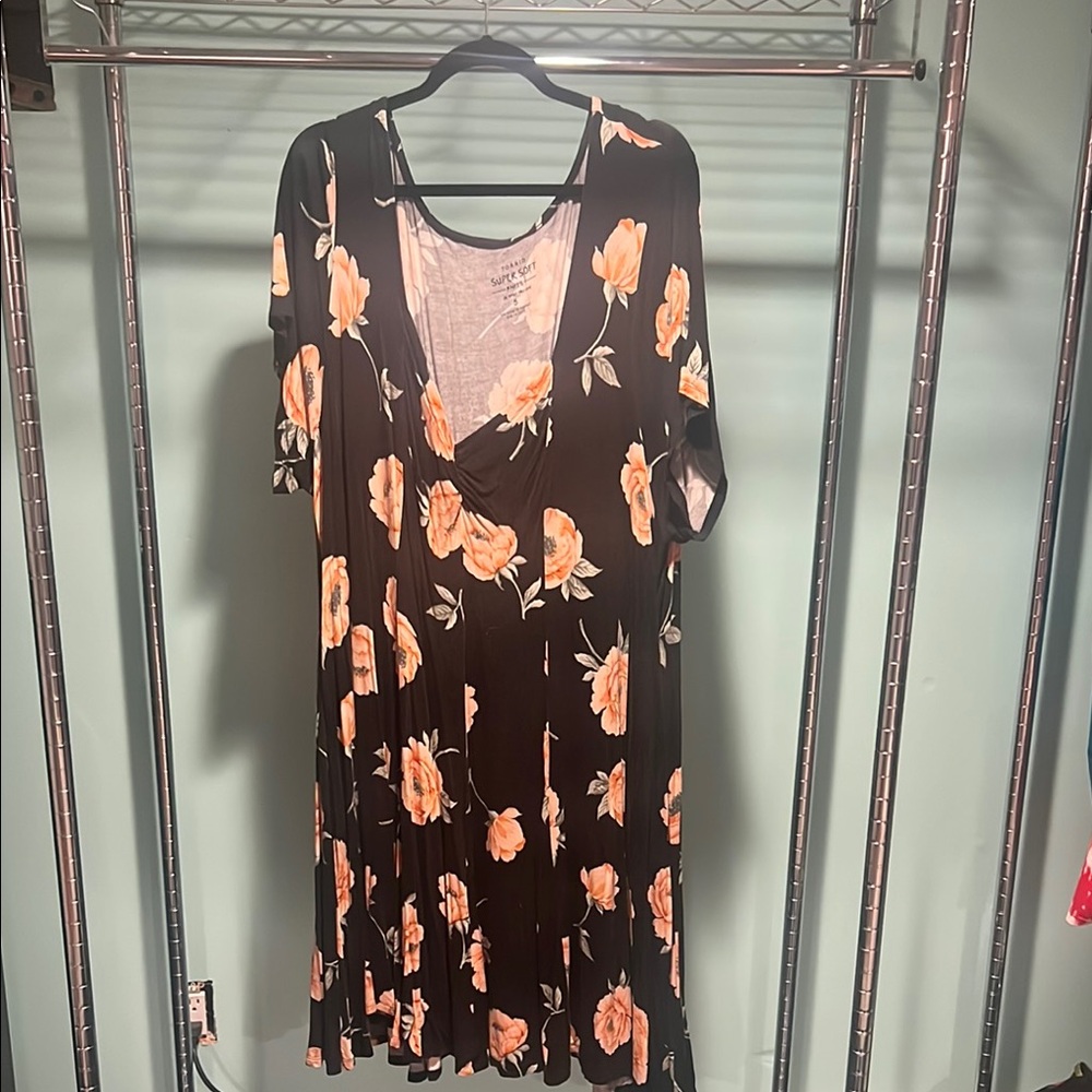 Floral Black and Orange Dress